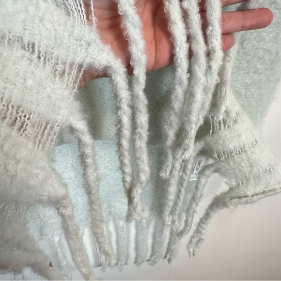 Chunky Knit Teal Aqua Fringe Wrap Scarf 21x80 - Picture 6 of 9